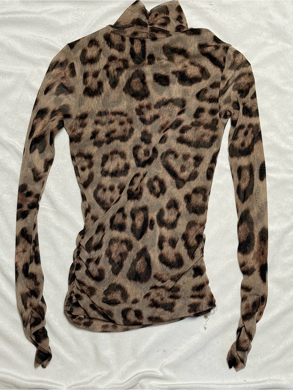 Leopard Print Long Sleeve Mock Neck Top - Brown - Picture 2 of 3